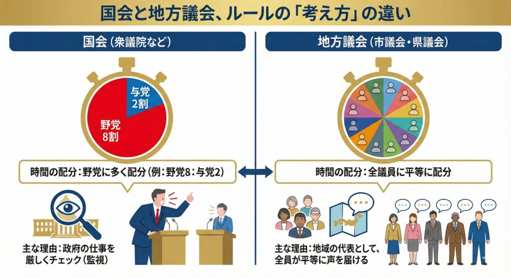 国会と地方議会、ルールの「考え方」の違い