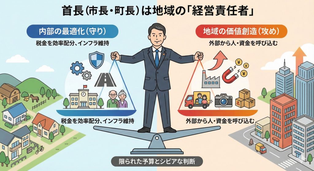 首長（市長・町長）は地域を率いる「経営責任者」
