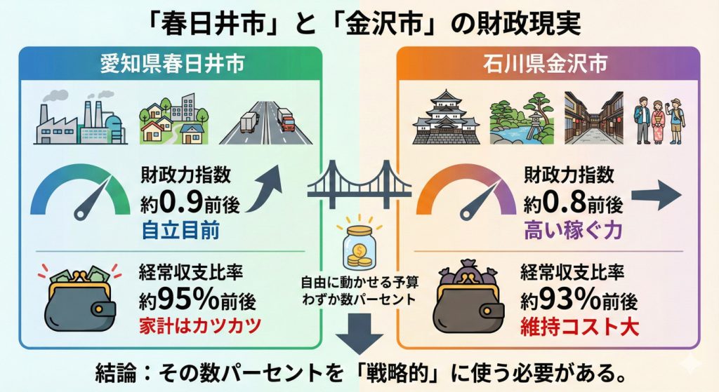「春日井市」と「金沢市」の現実